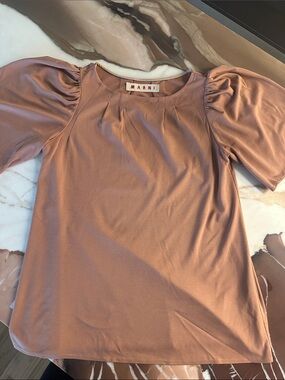Vintage Marni Dusty Rose Puff Sleeve Short Sleeve Top